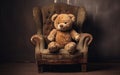 Vintage Teddy Bear Seated on an Antique Chair