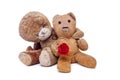Vintage teddy bears in love. Romantic old couple on Valentines d