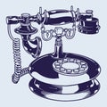Vintage Telephone - Antique Phone with Old-Timey Appeal - Hand Drawing Sketch Royalty Free Stock Photo