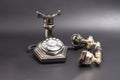 Vintage telephone on black background. Royalty Free Stock Photo