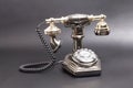 Vintage telephone on black background. Royalty Free Stock Photo