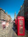 Vintage telephone boxes on the Royal Mile