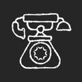 Vintage telephone chalk white icon on dark background Royalty Free Stock Photo