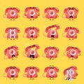 Vintage telephone character emoji set