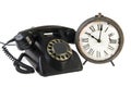 Vintage telephone and clock Royalty Free Stock Photo