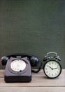 Vintage telephone, clock Royalty Free Stock Photo