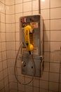 Vintage telephone on display at the Transit Museum in Brooklyn, New York, United States