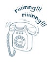 Vintage telephone hand drawn line illustration Royalty Free Stock Photo