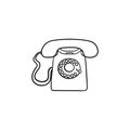 Vintage telephone hand drawn outline doodle icon. Royalty Free Stock Photo