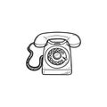 Vintage telephone hand drawn outline doodle icon. Royalty Free Stock Photo