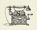 Vintage telephone. Hand-drawn sketch retro phone. Vector illustration Royalty Free Stock Photo