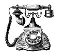 Vintage telephone sketch hand drawn in doodle style Vector illustration Royalty Free Stock Photo