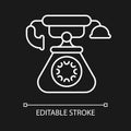 Vintage telephone white linear icon for dark theme Royalty Free Stock Photo