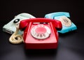 Vintage telephones on white Royalty Free Stock Photo