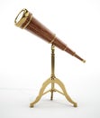 Vintage telescope isolated on white background. 3D illustration Royalty Free Stock Photo