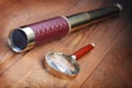 Vintage telescope and magnifier