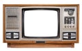 Antique wooden box television with cut out frame screen