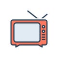 Color illustration icon for vintage television, television and old