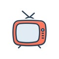 Color illustration icon for vintage television, multimedia and television