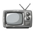 Vintage Television Illustration with Antenna, Knobs, and Speaker Grille Royalty Free Stock Photo