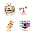 Vintage Television Set and Accessories Sticker Sheet Royalty Free Stock Photo