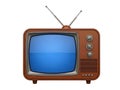 Vintage television set with blue screen Royalty Free Stock Photo