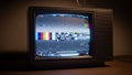 Vintage Television Set Displaying Static Noise and Interference Patterns Royalty Free Stock Photo