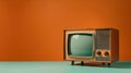 Retro TV on vibrant pastel color background, a nostalgic touch to modern minimalism