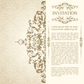 Vintage template with pattern and ornate border. Ornamental lace pattern for wedding invitation, greeting card, certificate.