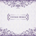 Vintage template with pattern and ornate borders. Ornamental lace pattern for invitation, greeting card, certificate Royalty Free Stock Photo