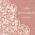 Vintage template with pattern and ornate borders. Royalty Free Stock Photo
