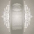 Vintage template with pattern and ornate borders. Ornamental lace pattern for invitation, greeting card, certificate. Royalty Free Stock Photo