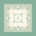 Vintage template with pattern and ornate frame. Ornamental lace pattern for invitation, greeting card, certificate. Royalty Free Stock Photo