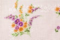 Vintage textile texture with beautiful embroidery Royalty Free Stock Photo