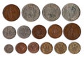 Vintage 20th century coins from the United Kingdom. Royalty Free Stock Photo