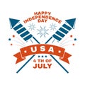 Vintage 4th of july design in retro style. Independence day greeting card. Patriotic banner for website template. Vector