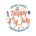 Vintage 4th of july design in retro style. Independence day greeting card. Patriotic banner for website template. Vector