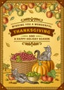 Vintage Thanksgiving Greeting Card Royalty Free Stock Photo