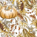 Vintage Thanksgiving harvest floral natural botanical texture