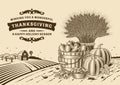 Vintage Thanksgiving Landscape Brown