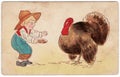 Vintage Thanksgiving Postcard Turkey Royalty Free Stock Photo