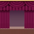 Vintage theater scene background with purple curtain.