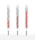 Vintage thermometers showing rising levels of fever. 3D illustration