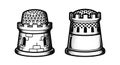 Vintage Thimble Towers: Two Black and White Illustrations Royalty Free Stock Photo