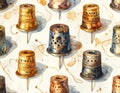 Vintage Thimbles Pattern Royalty Free Stock Photo