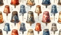 Vintage Thimbles Watercolor Pattern Sewing Craft Royalty Free Stock Photo