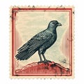 Vintage Thunderbird Line Engraving Stamp On White