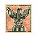 Vintage Thunderbird Stamp: Isolated Old Print On White Background