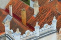 Vintage tiled roofs and chimneys of the old city of Slavonice, Czech Republic Royalty Free Stock Photo