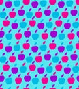 Vintage tiling seamless pattern with decorative apples. Neon 90s retro ornament